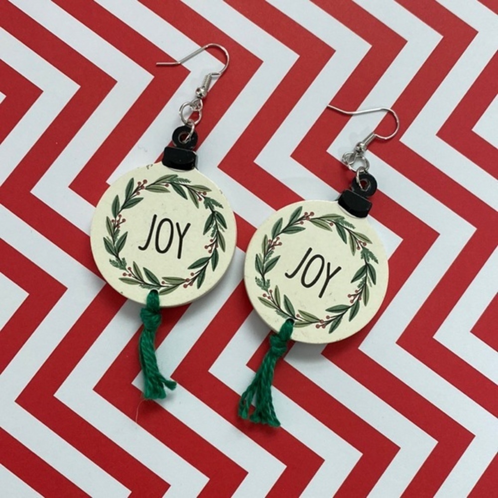 Handmade Holiday JOY Earrings